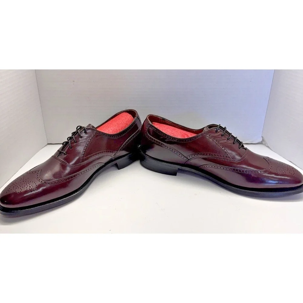 Bostonian Mens 9.5 C/A Made In‎ The USA Leather Wingtip Oxfords Oxblood Color